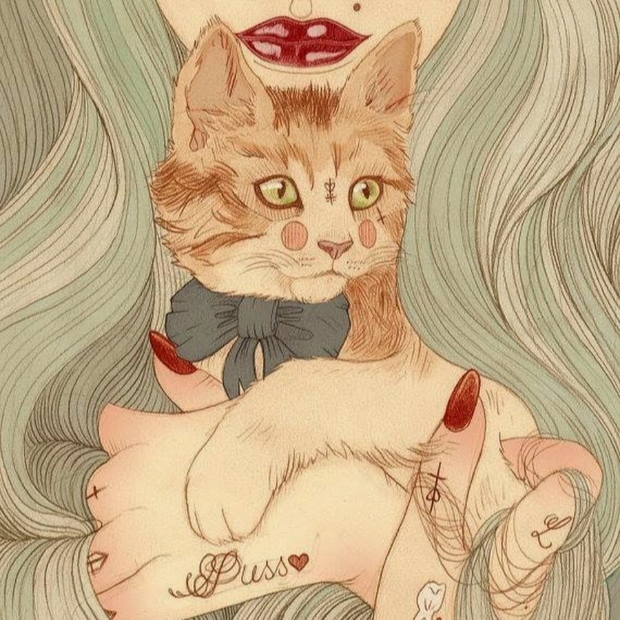 Girl with a cat art