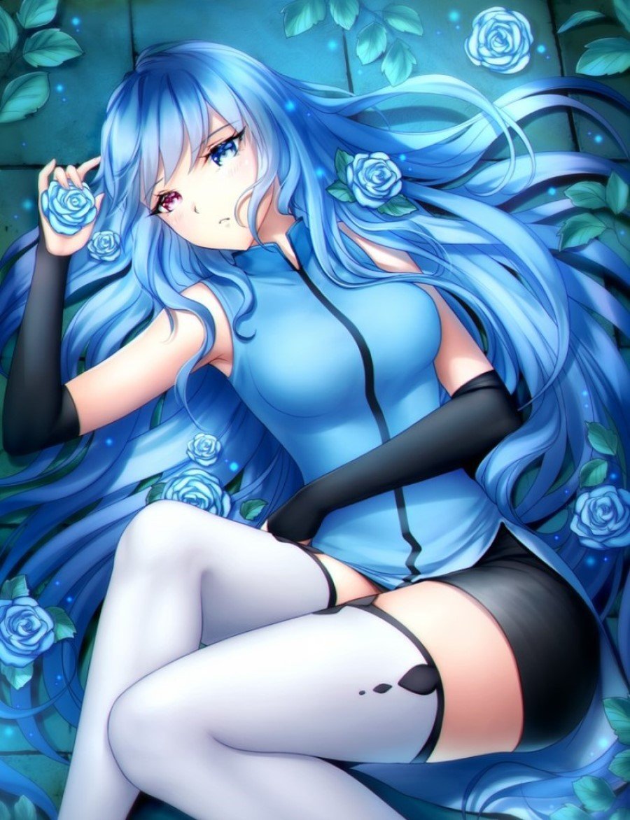 Anime girl with blue hair