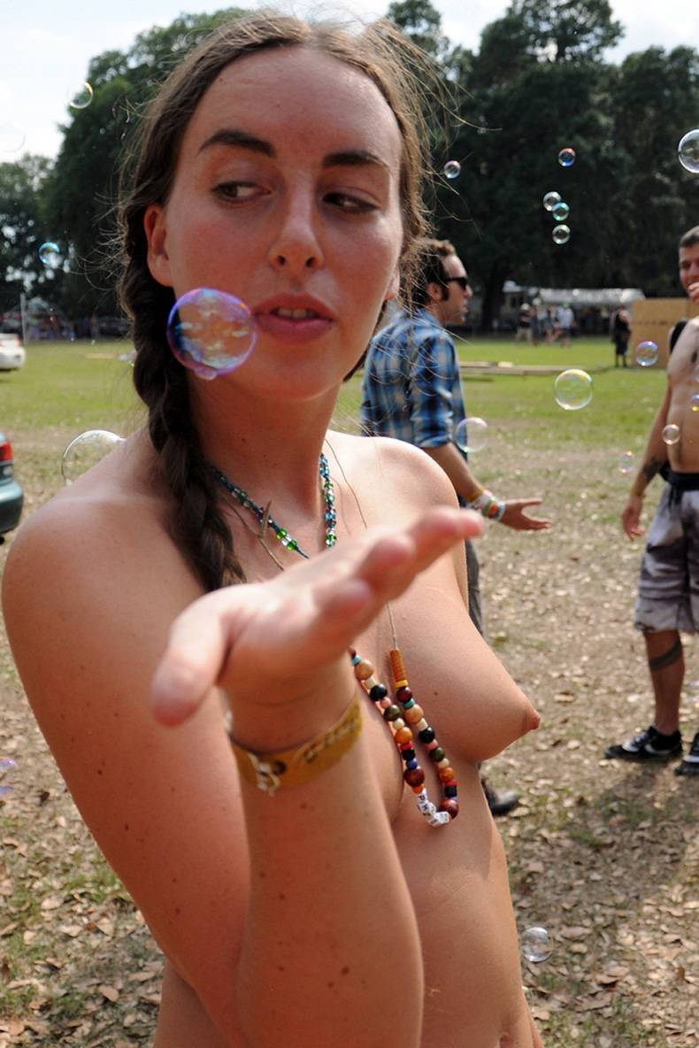 Girl Toples at the festival