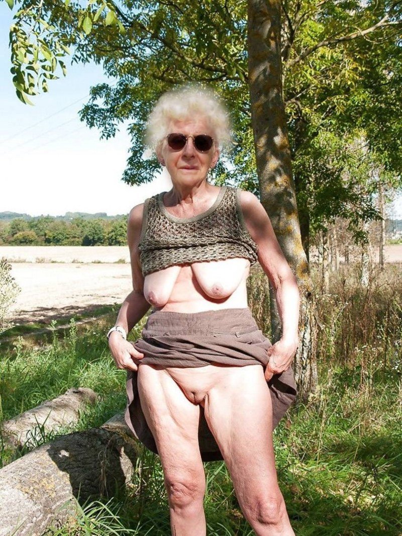 Grandma has naked boobs in a dress