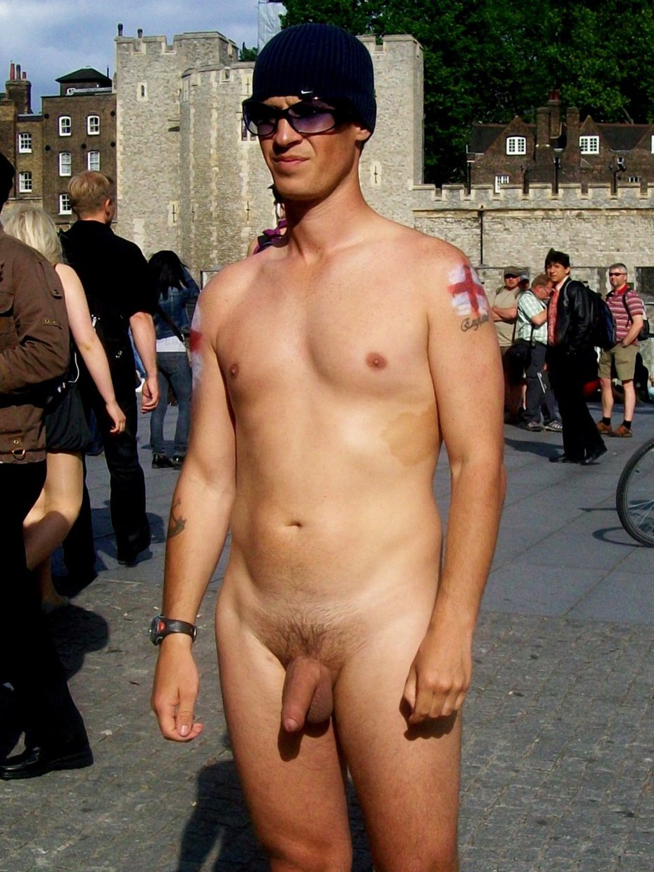 Men naked in public