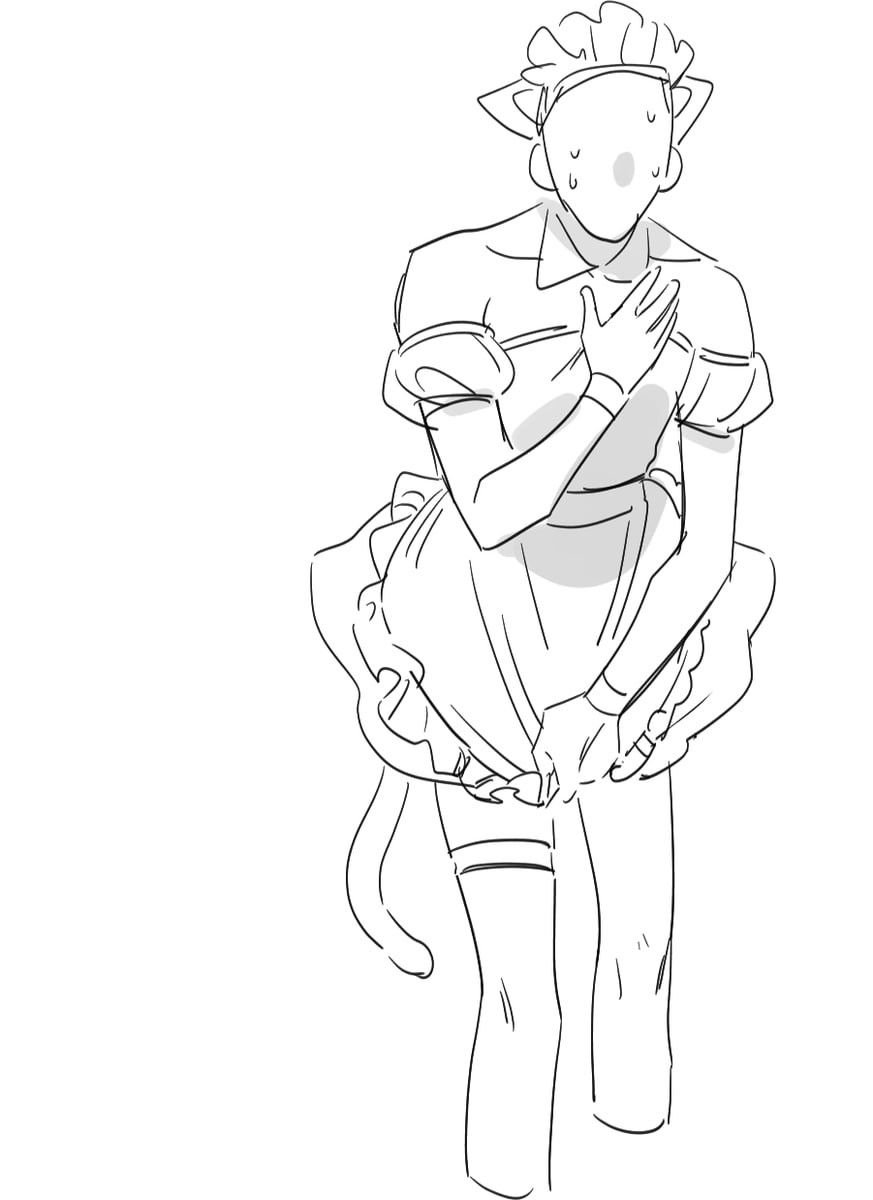 Drawing poses in a maid suit