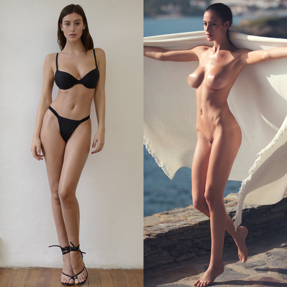 Naked women near a cliff