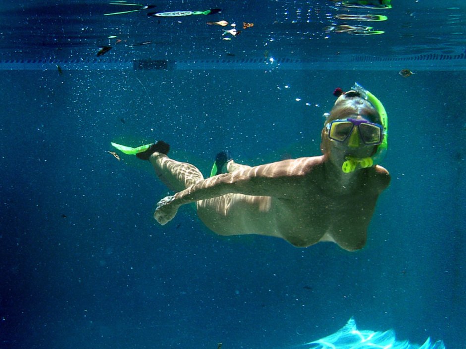 Naked under water diving