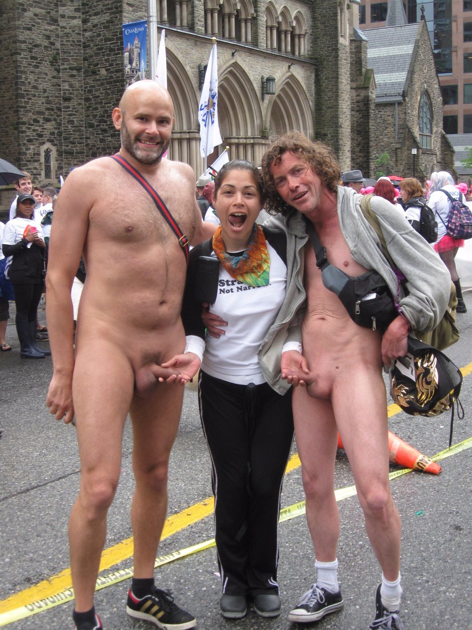 On the street without panties member man