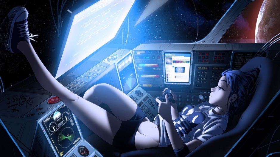 Anime girl on a spaceship