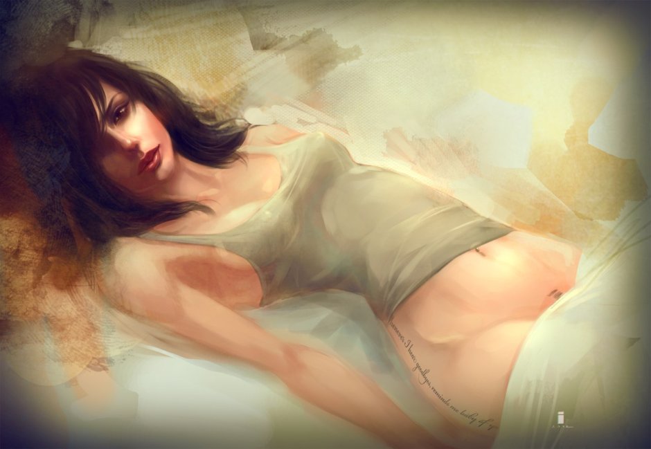Girl lies on her back art