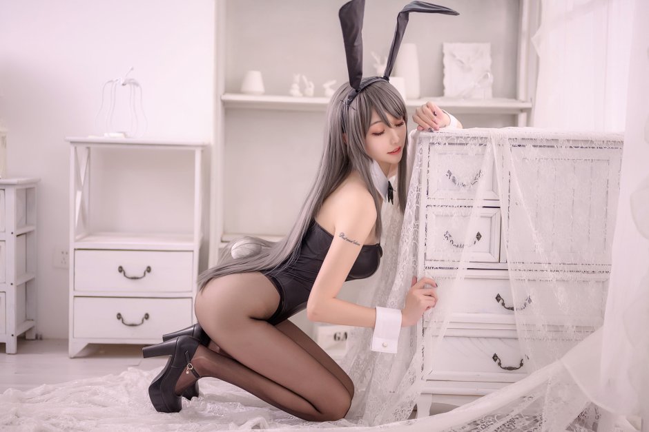Japanese in a costume bunny ass
