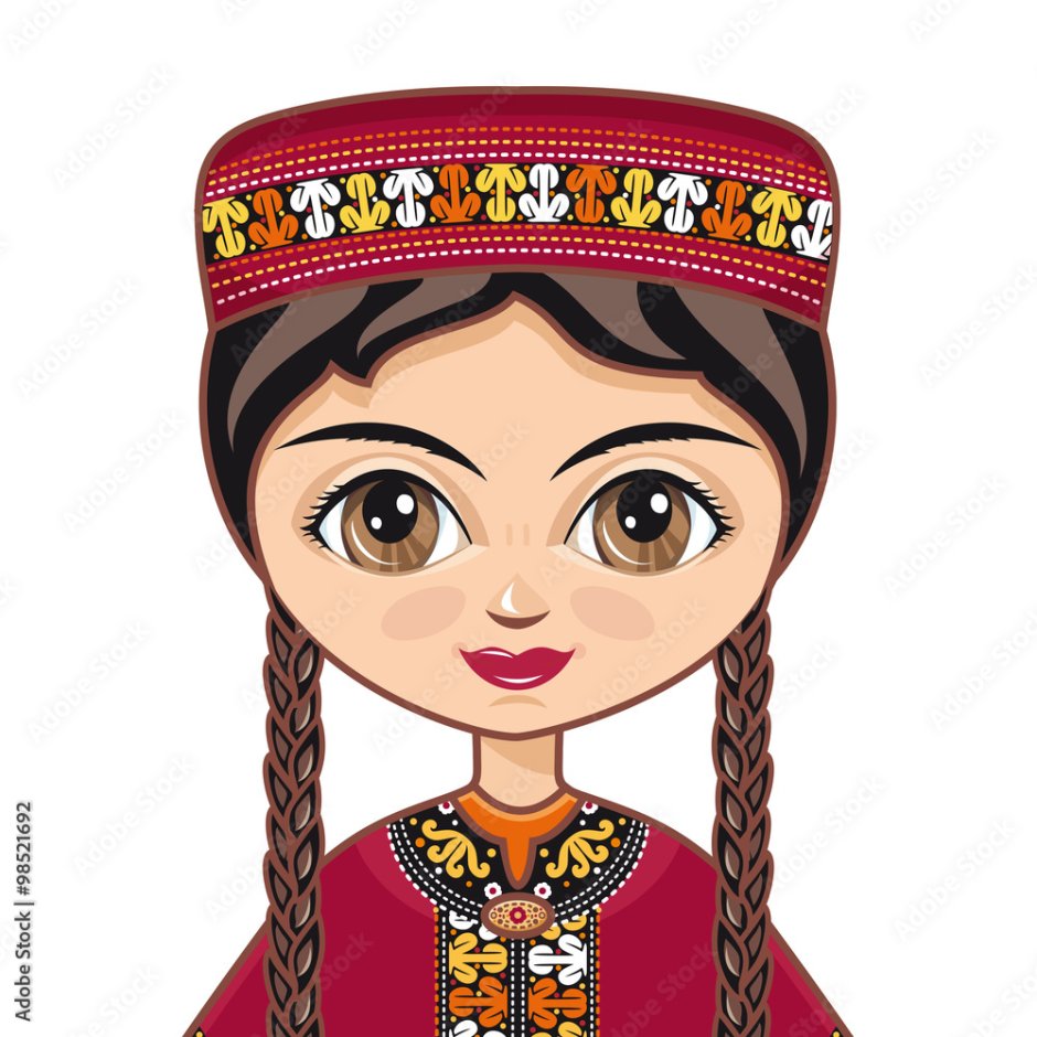 Turkmen national costumes vector
