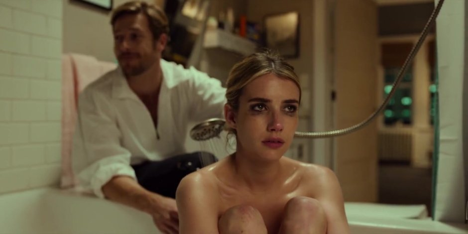 Emma Roberts in the bathroom