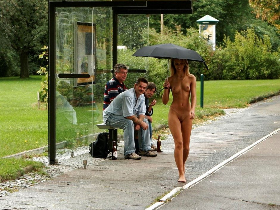 Naked in Barcelona without panties