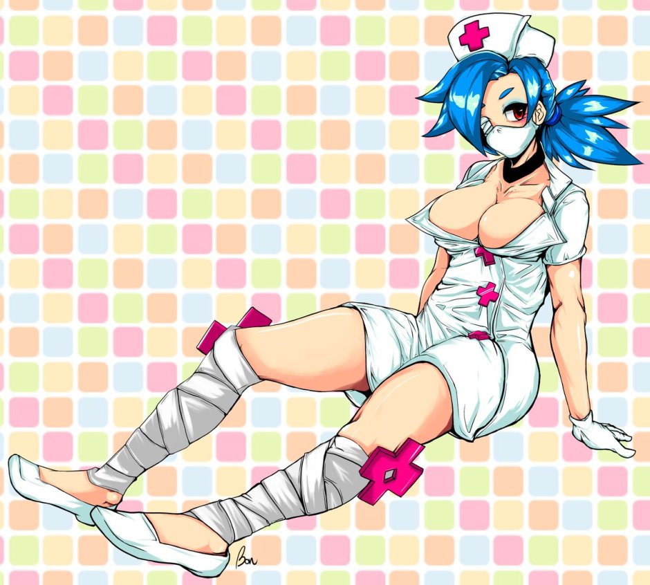 Skullgirls Valentine in a swimsuit