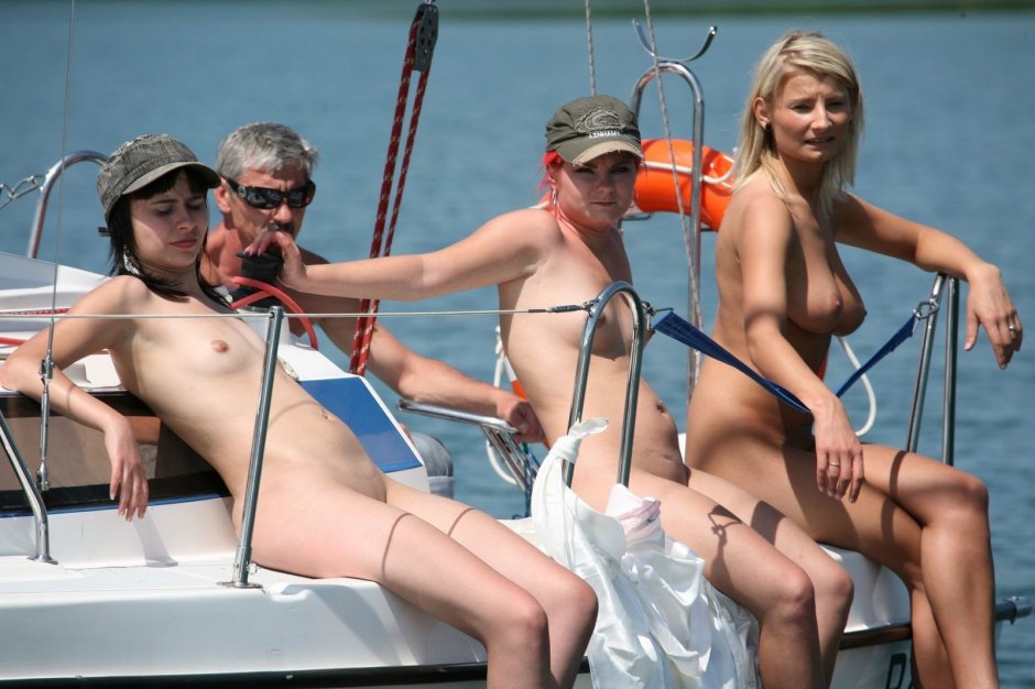 Naked nudists in nature