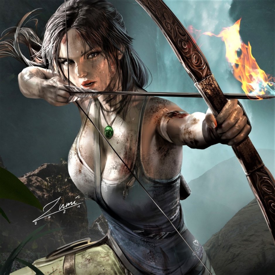 Lara Croft Poster by Strauzek. Porn photo
