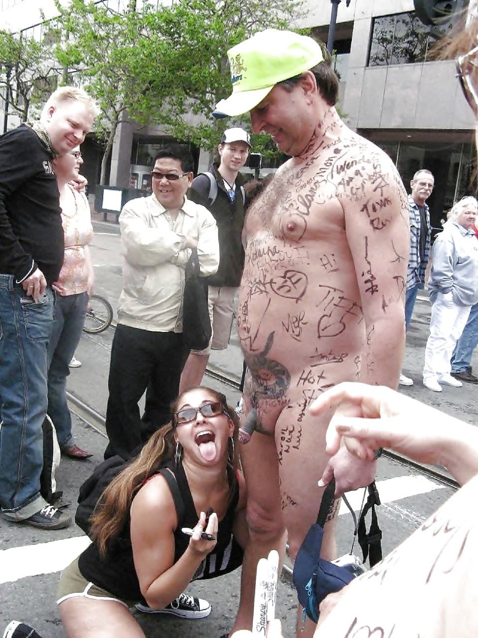 Men naked in public