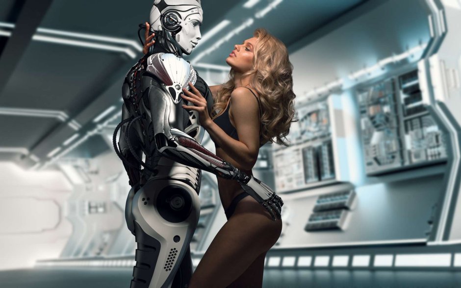 Robot woman and robot man