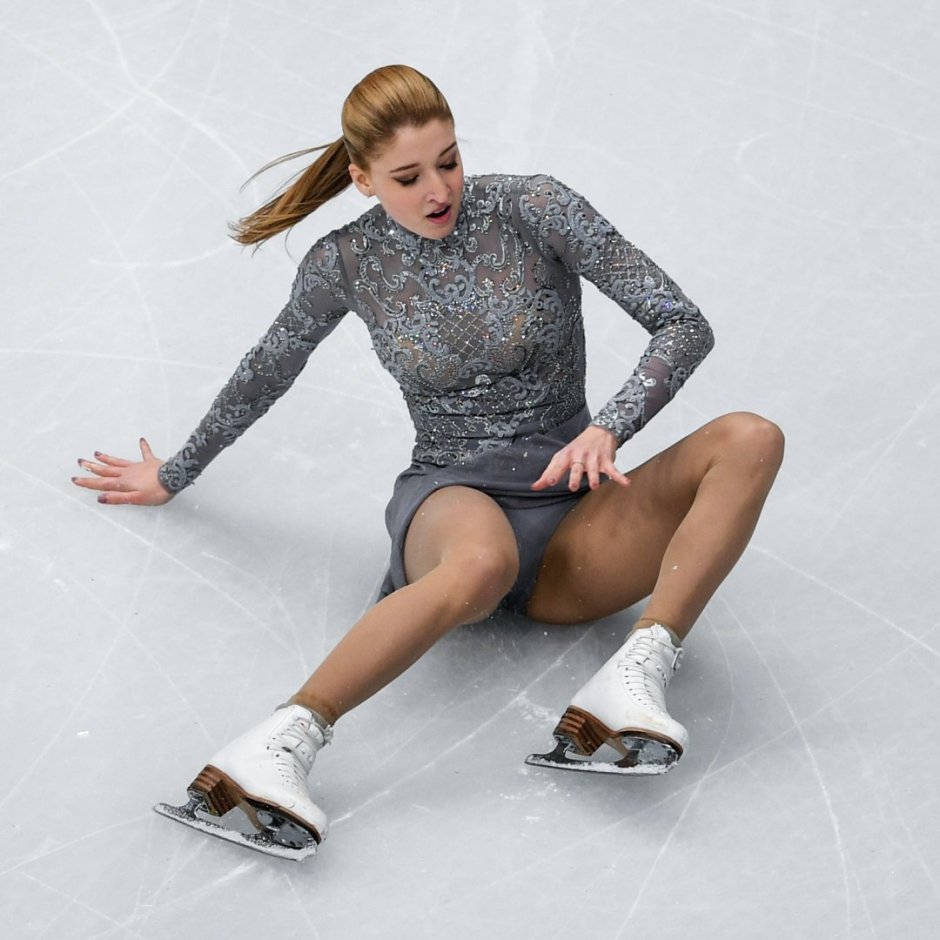 Skater Maria Sotskova in a swimsuit