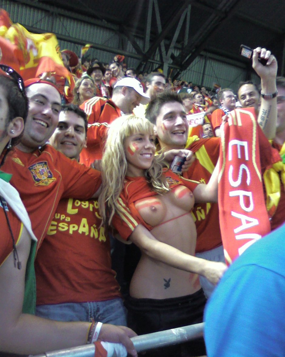 Naked fans in the stadium