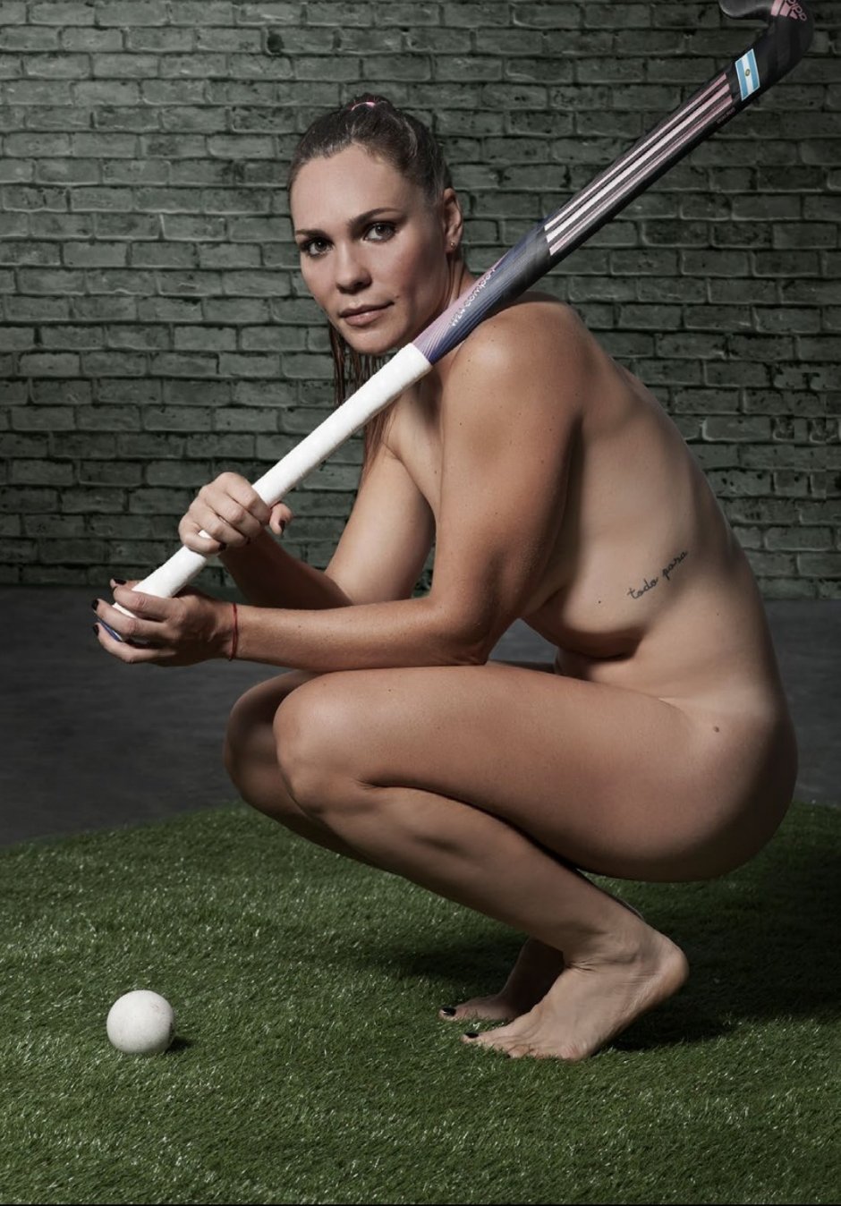 Busty on a sports ground