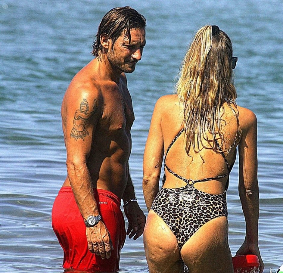 Francesco Totti with his wife
