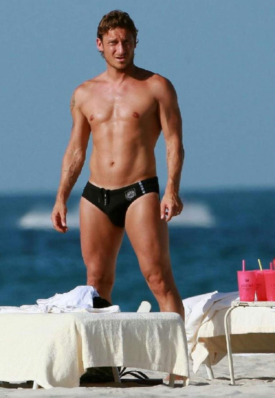 Francesco Totti in swimming trunks