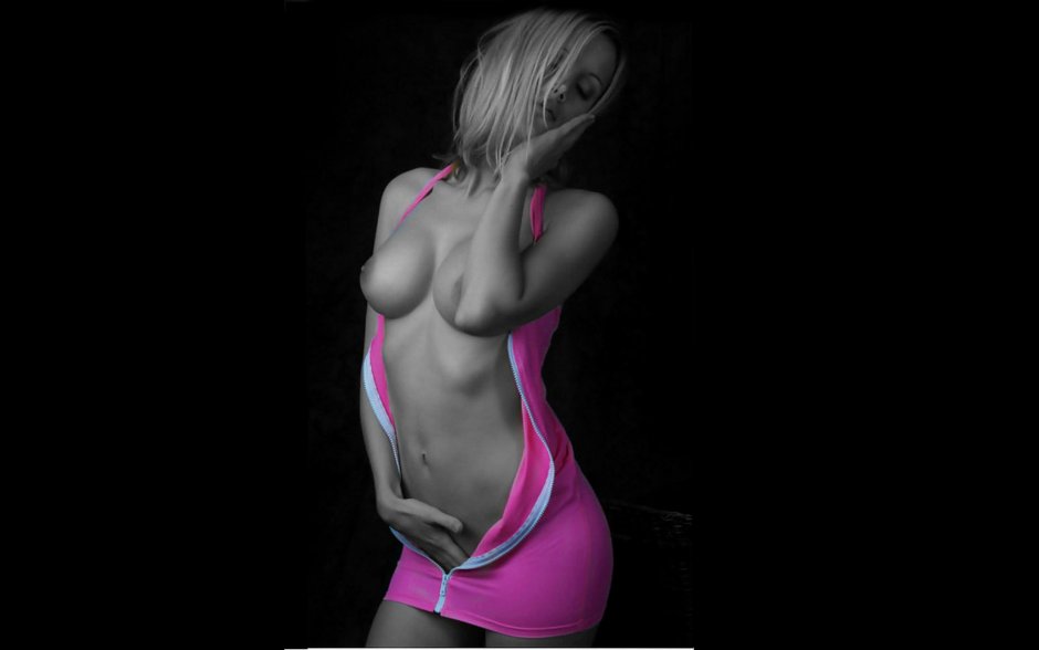 Naked on a black background