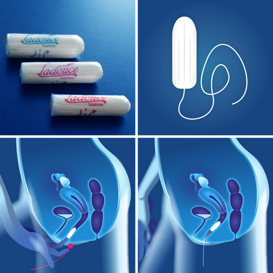 Girls insert Tampax