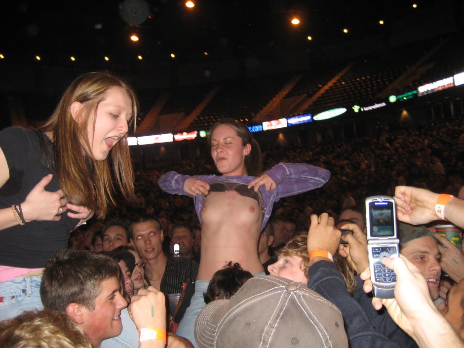 Naked boobs at rock concert
