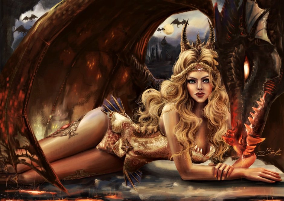 Girl and Dragon Fantasy
