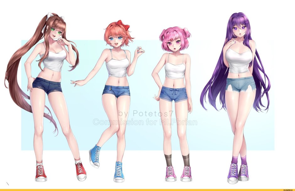 Anime girls with big breasts in swimsuits