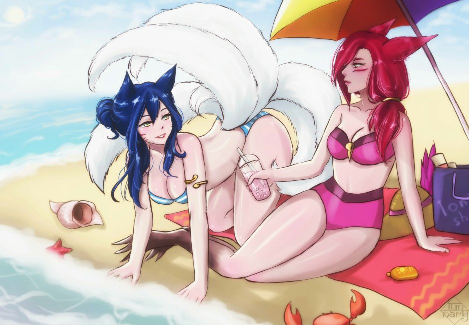 Anime with Kitsune in bed with a guy