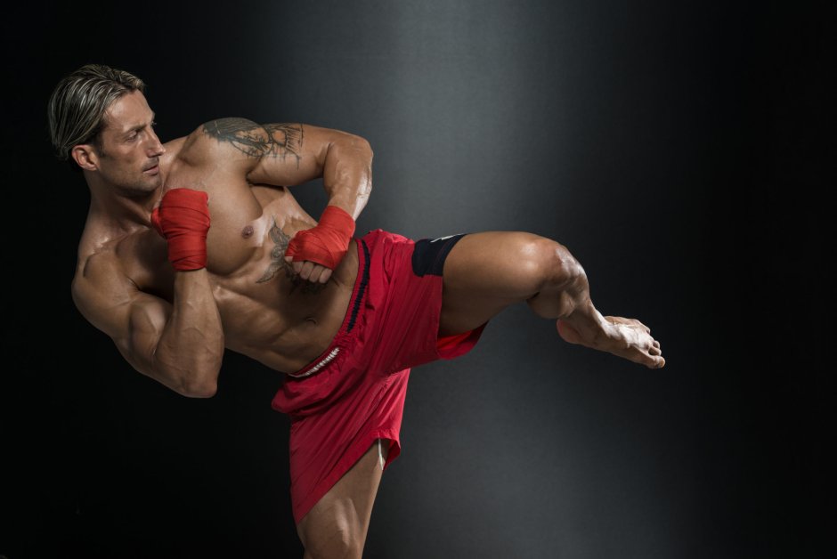 MMA fighters opposite each other