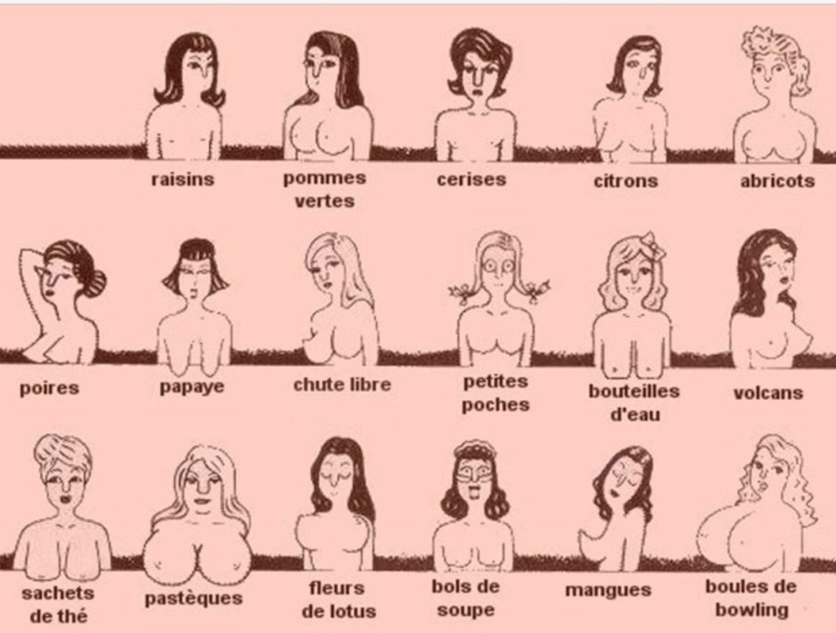Naked boobs of different sizes