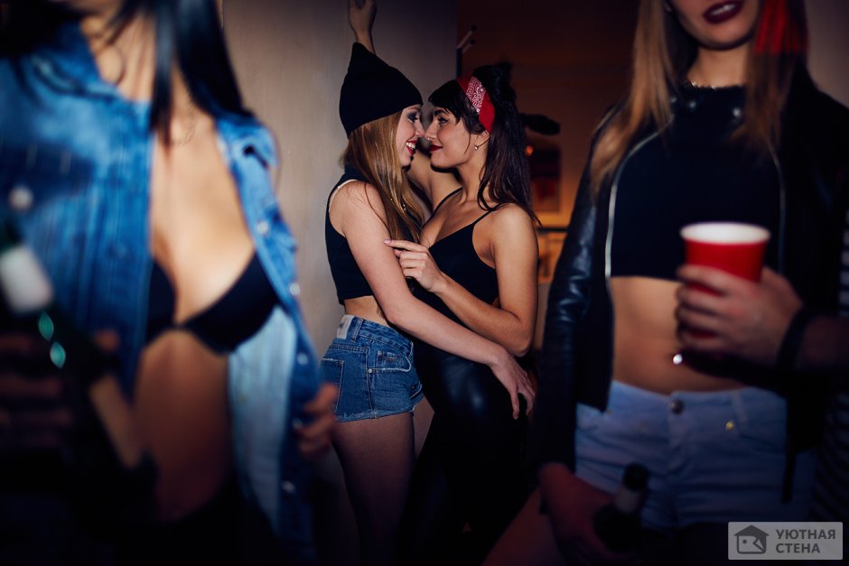 Two girls caress