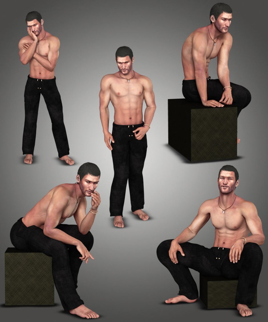 Men in bizarny poses