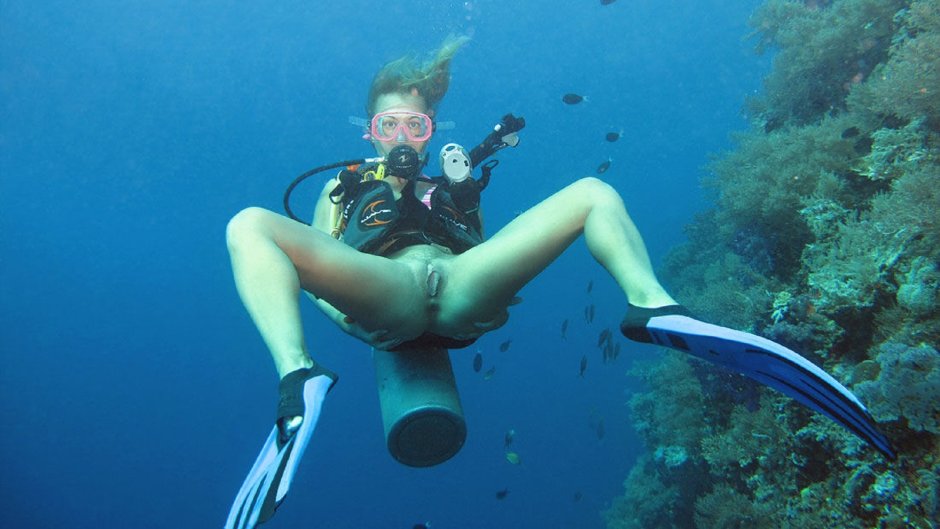 Naked under water diving