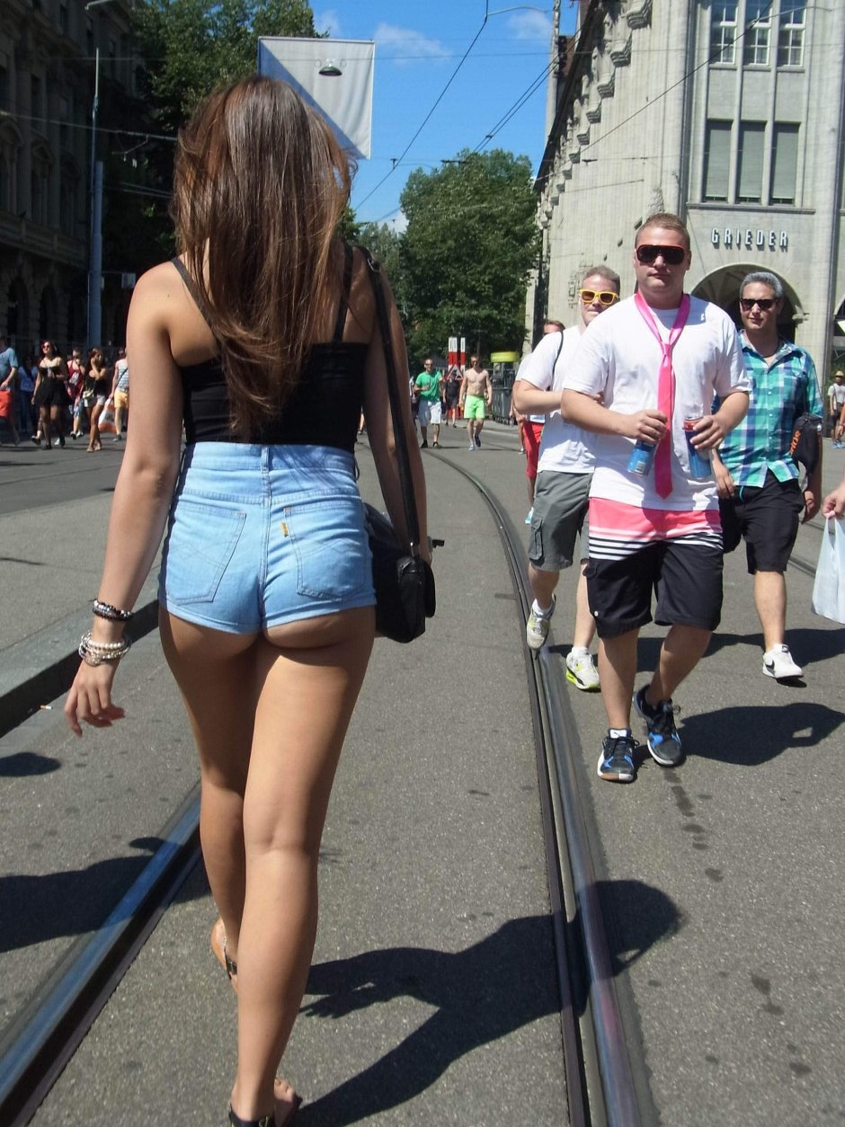 Asses of girls in shorts on the street