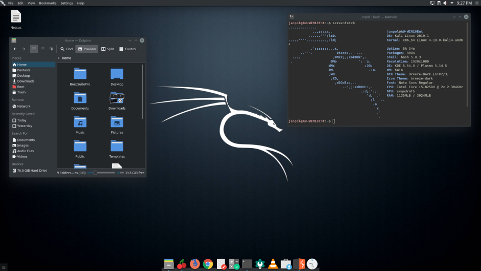 Kali Linux desktop