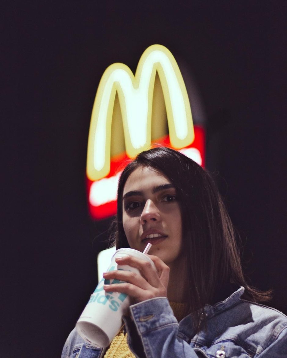 Beautiful girl in McDonald's