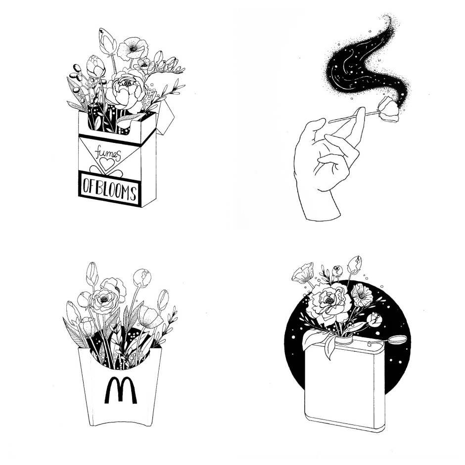 Sketches of tattoo aesthetics