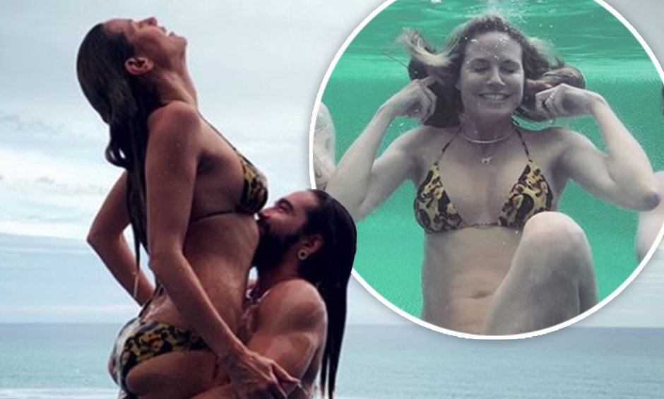 Heidi Klum and Tom Kaulitz on the beach