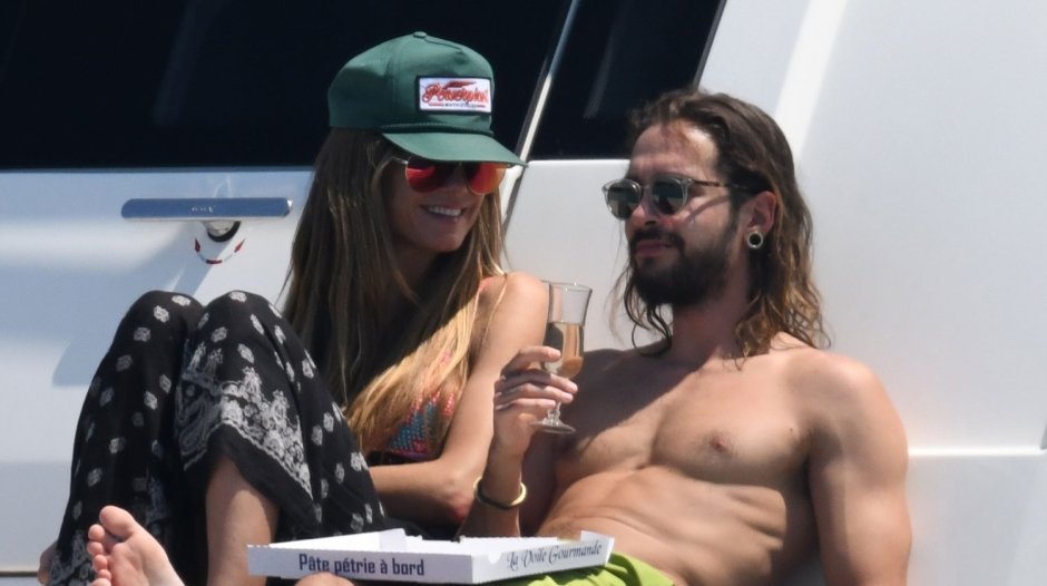Heidi Klum and Tom Kaulitz on the beach
