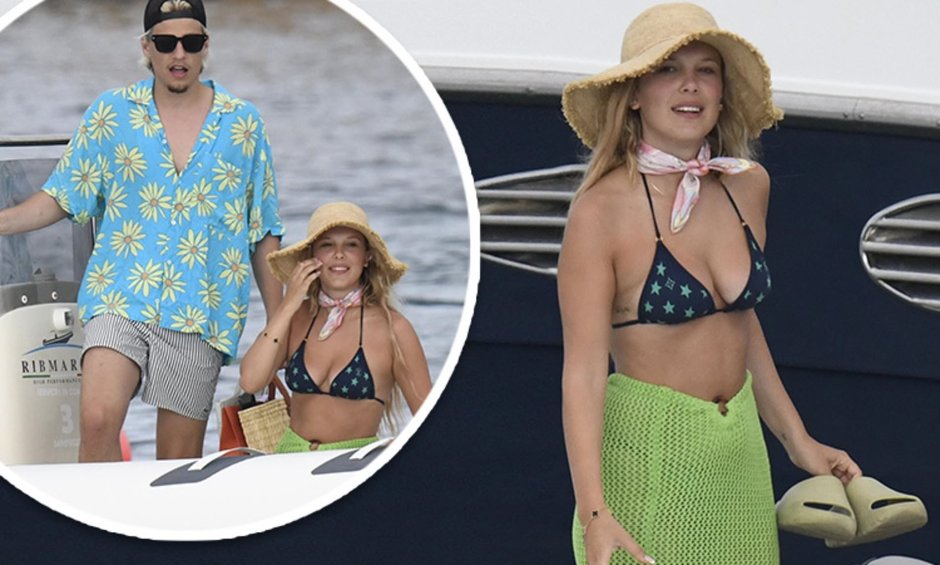 Millie Bobby Brown on a Yacht in a swimsuit