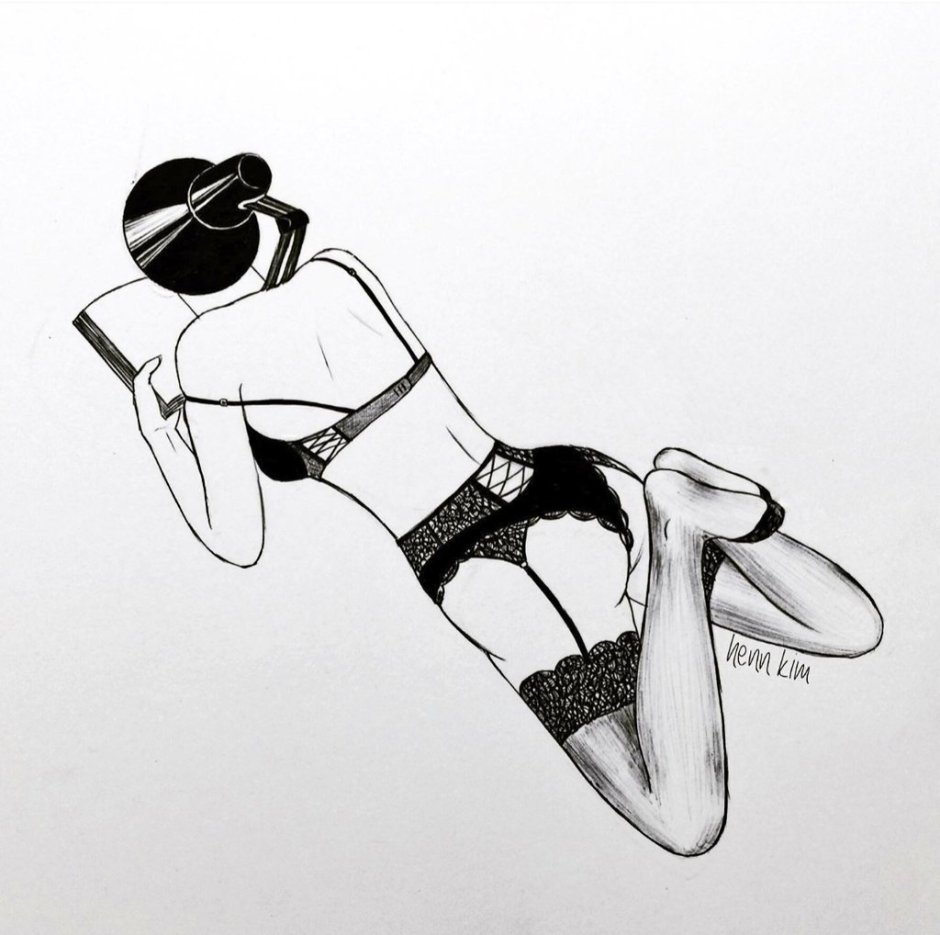 Art Black and White on the female saddle Erotic art