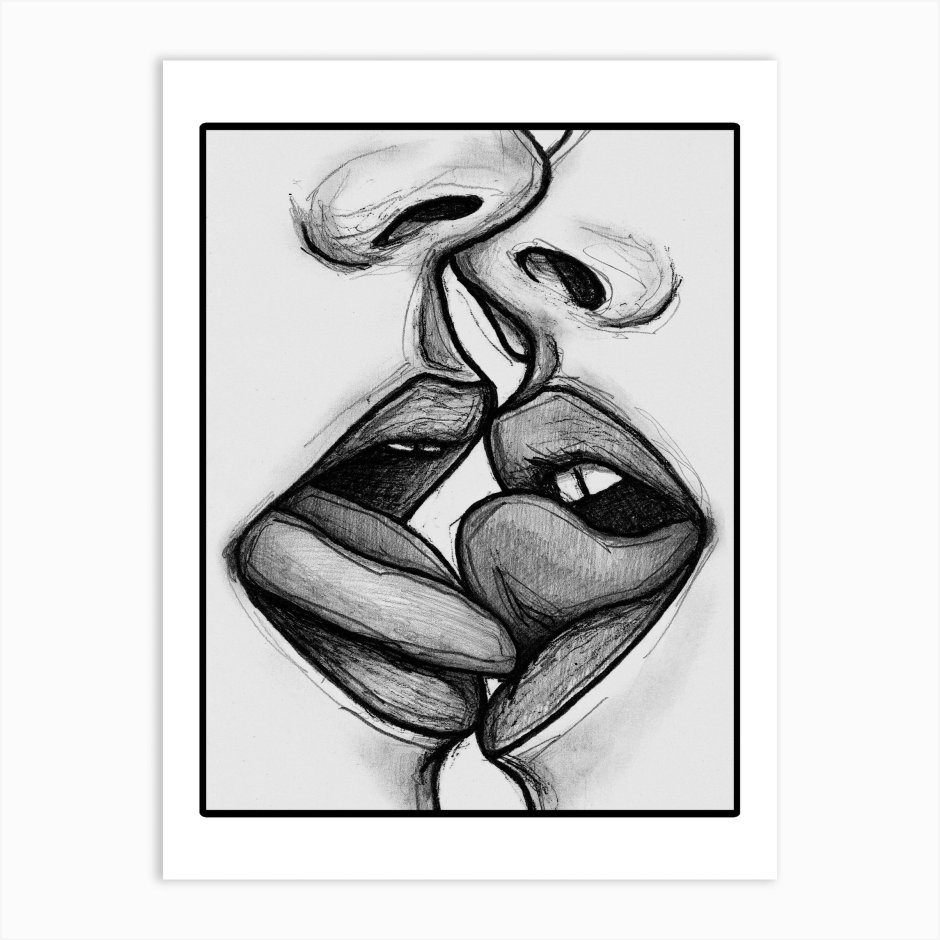 Pencil drawing guy with girl