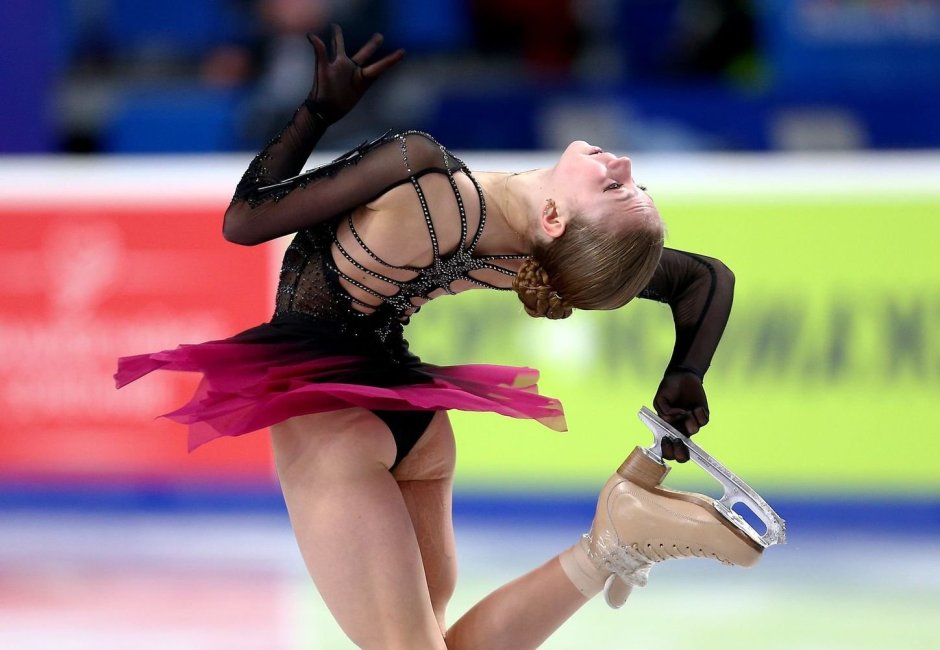 Skater Elena Radonova in a swimsuit