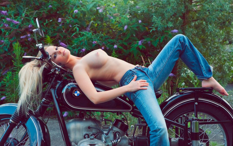 Mature women on a motorcycle