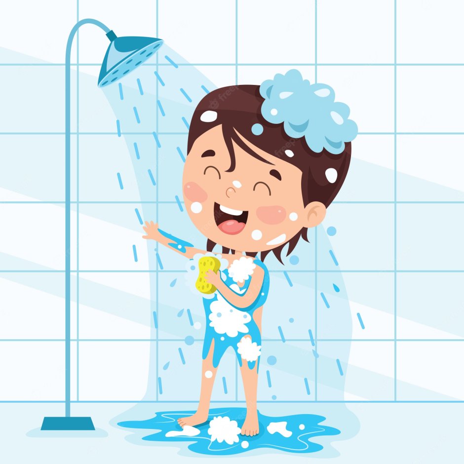 Swimming baby and brushing your teeth drawing