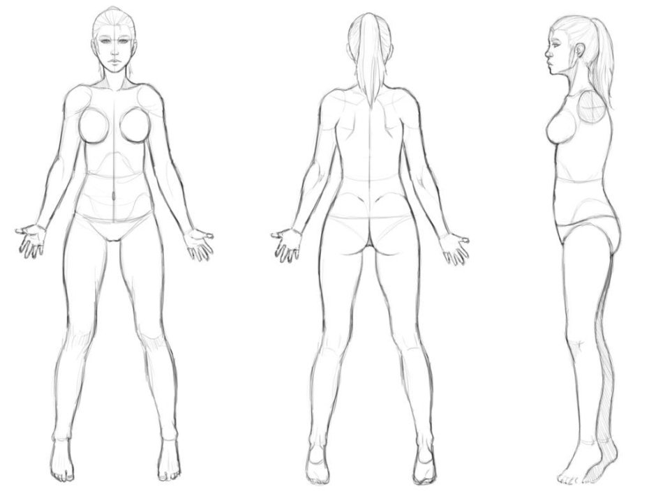 The body of the woman in front