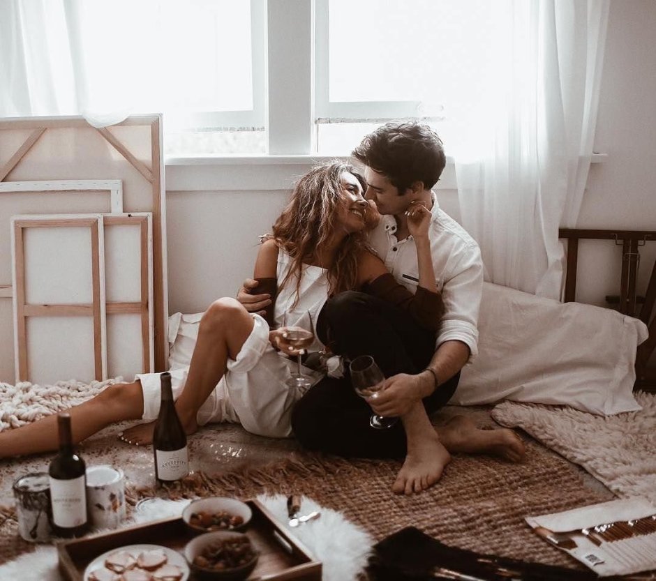 Blonde in the arms of a man